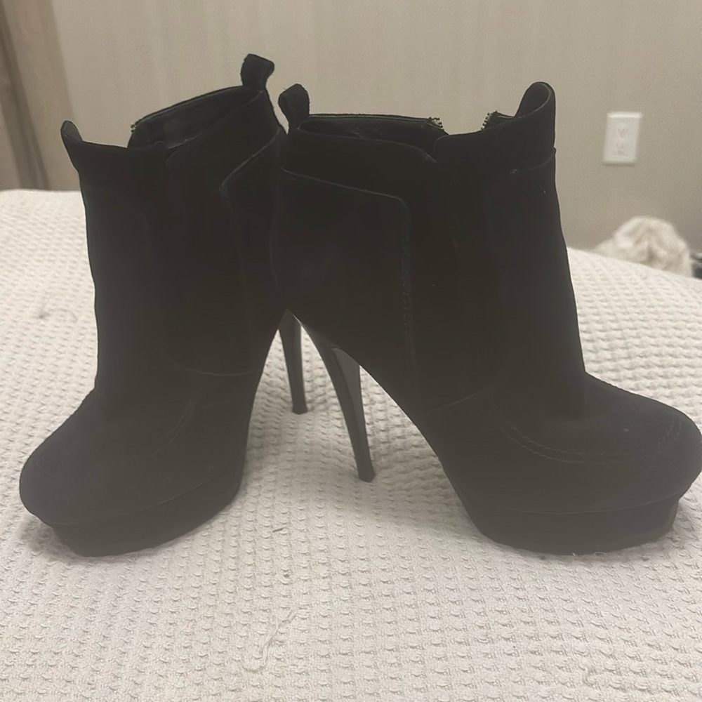 YSL SAINT LAURENT TRIBUTE PLATFORM SHOES BOOTIE WITH SHEARLING INSIDE 38.5